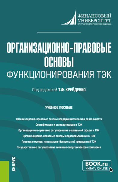 Организационно-правовые основы функционирования ТЭК. (Бакалавриат, Магистратура). Учебное пособие.