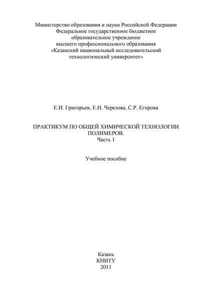 Практикум по общей химической технологии полимеров. Часть 1